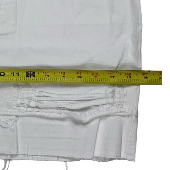 INC International Concepts Factory Distressed Raw Hem White Mini Skirt Size 6 - Picture 12 of 16